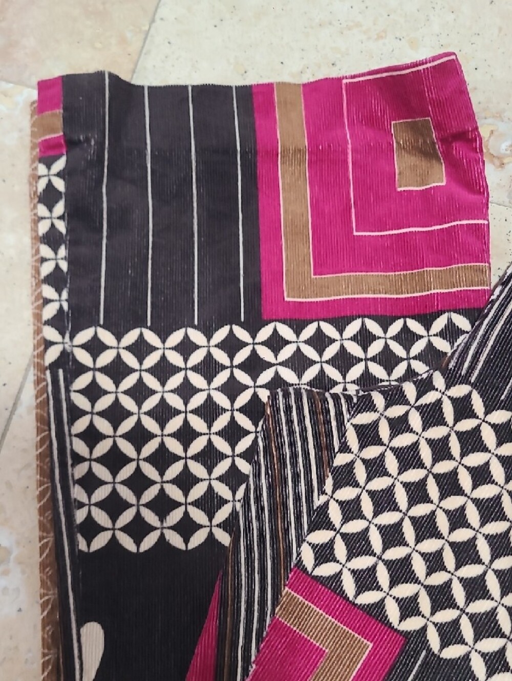 Etcetera Black and Burgundy Patchwork Wide Leg Pants - Picture 5 of 6
